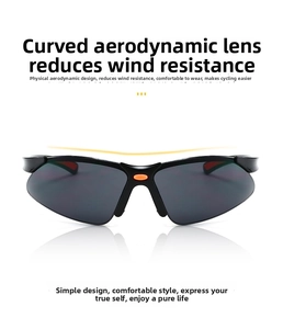 Detail of aerodynamic cycling sunglasses with black frame and grey wind-deflecting lenses