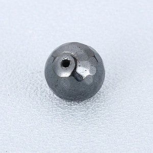 Metallic Faceted Round Hematite Loose Beads For DIY Jewelry Making Dark Gray Polished Stone Beads For Bracelet Necklace