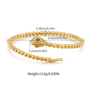 Detailed size chart for the golden snake bead bracelet with 6.53cm inner diameter