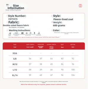 Detailed size guide and fabric specs for slim fit fleece-lined hooded sports jacket