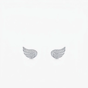 Angel Wing Stud Earrings With 925 Sterling Silver Earring Post Sparkling Cubic Zirconia Elegant Jewelry For Women
