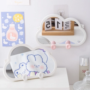 Irregular cloud-shaped white vanity mirror in both wall-mounted and tabletop designs