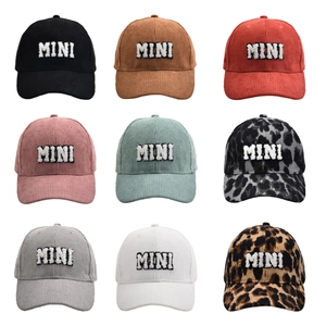 Corduroy baseball caps with MINI embroidery in nine assorted colors for women and kids