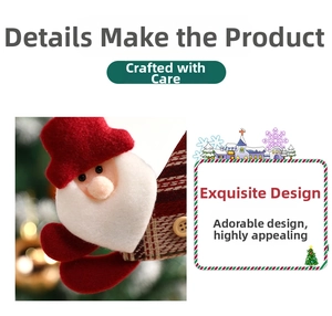 Detailed view of handmade Santa Claus fabric ornament with soft felt and wooden button