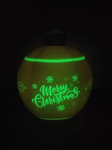 Detail of 60cm LED inflatable PVC Christmas ball with glowing green Merry Christmas text