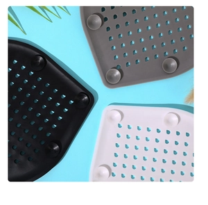 Set di tre filtri per lavandino in silicone triangolari con ventose e fori di scarico