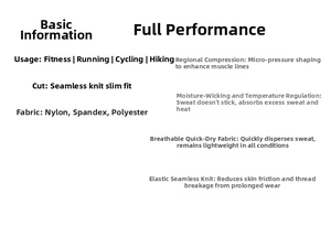 Detailed size chart and functional specs for men's seamless compression gym t-shirt