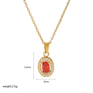 Detail view of 18K gold stainless steel necklace pendant dimensions 13mm by 8mm