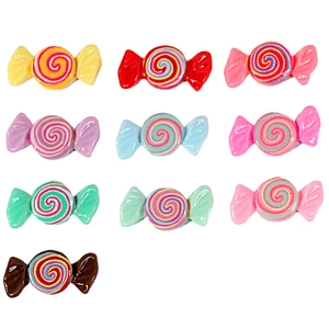 Colorful resin candy charms set for DIY crafts and hair accessories in various swirl colors
