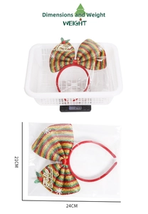Dimensions et poids du serre-tête nœud de Noël montrant 24,9g et taille 21cm