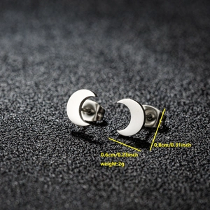 Boucles d'oreilles lune minimalistes en acier inoxydable argenté pour femmes