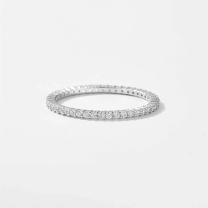 Classic S925 sterling silver eternity ring with full pavé sparkling cubic zirconia stones