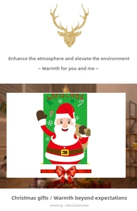 Detailed view of a festive Christmas wall hanging banner with Santa Claus and a red bow