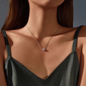 Sparkling D color moissanite heart pendant necklace in S925 sterling silver for women
