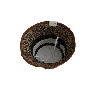 Kids leopard print bucket hat with adjustable chin strap and Boston letter embroidery