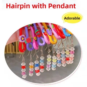 Colorful candy-colored hair clips with multi-shade beaded charms for girls hair styling