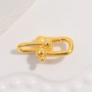 Polished S925 sterling silver horseshoe U-shaped spring clasp for jewelry DIY