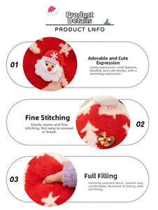 Detail of Christmas tree cushion featuring soft plush fabric and Santa embroidery