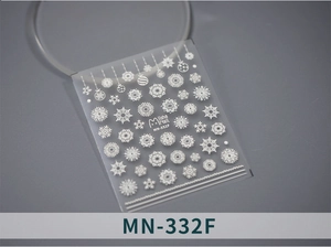 Detailed view of Miisha Nail MN-332F white snowflake embossed nail art stickers
