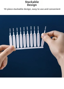 Detail showing the 10-piece row design of mini shower head hole cleaning brushes