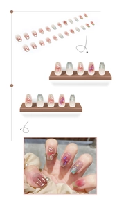 Short ballet press-on nails with 3D lemon slices and sparkling gemstones detail