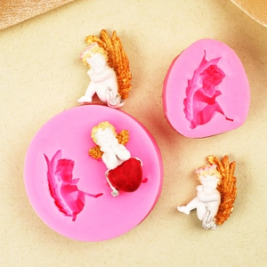 Moule en silicone petit ange avec ailes et figurines de Cupidon blanc pour gâteau