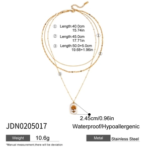 Guide des tailles détaillé pour collier triple rang en acier inoxydable avec pendentif