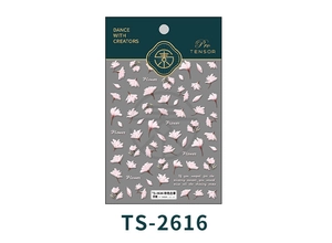 Macro detail of TS-2616 pink floral 5D embossed nail art stickers with petal patterns