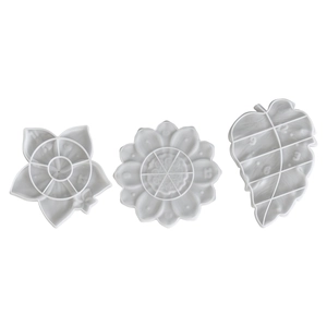 Three-piece lotus flower and leaf silicone resin molds set for DIY wall clock casting