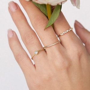 Elegant 14K gold plated S925 silver bubble rings set with sparkling zircons for women