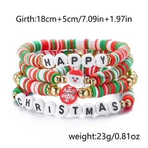 Christmas multilayer bracelet set with Santa Claus pendants and Happy Christmas beads