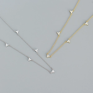 Collier En Argent Sterling 925 Fleur En Zircone Micro Pavé Chaîne De Clavicule Minimaliste Bijoux Femmes
