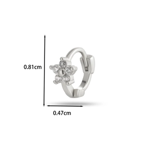 Specifiche dettagliate sulle dimensioni degli orecchini a fiore in zircone argento