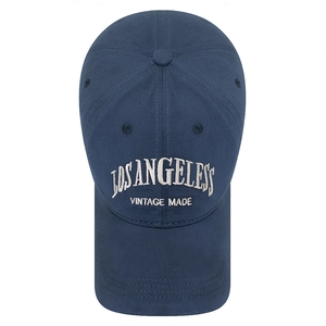 Navy blue baseball cap with white Los Angeles embroidery and vintage cotton fabric