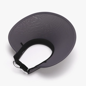 Deep grey foldable sun visor hat with wide brim and adjustable drawstring for women