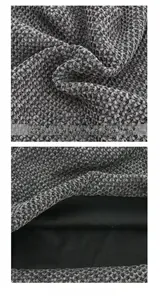 Detailed view of the thick chenille knit fabric with a soft black inner lining texture