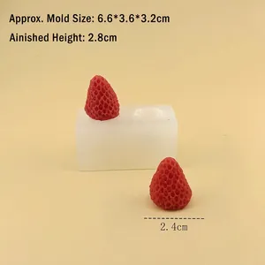 3D strawberry silicone mold for scented candles and baking with realistic fruit texture