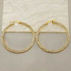 Classic 18k gold plated stainless steel hoop earrings with sparkling crystal pavé setting