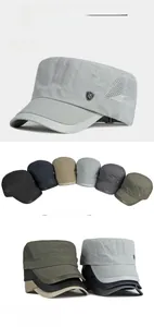 Vista detallada de la gorra plana de malla de secado rápido en seis colores modernos