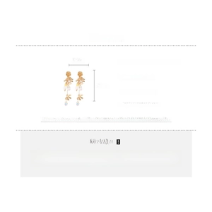 Detailed view of floral pearl tassel earrings with dimensions 9cm by 2cm and 16.9g weight