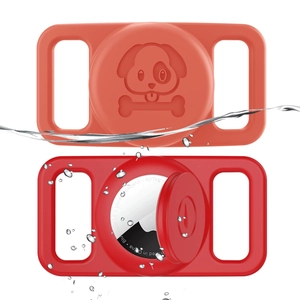 Waterproof silicone AirTag holder for pet collars with embossed dog paw detail