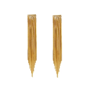 Elegante lange Quasten-Ohrringe in Gold mit zartem Mehrketten-Design in V-Form für Damen