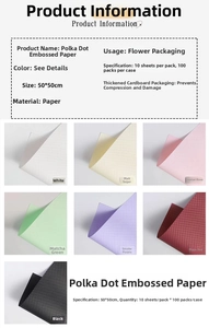Close-up of waterproof floral wrapping paper with 3D embossed polka dot texture in various colors