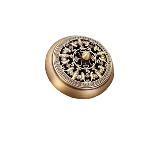 Mini bruciatore di incenso in ottone vintage con coperchio intagliato pipistrello e ruyi