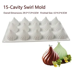 Macro detail of 15-cavity cyclone silicone mold with precise dimensions for DIY baking