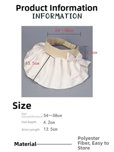 Detailed size chart showing brim length and dimensions for the satin bow sun hat