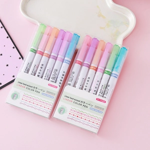 Set of 12 linear color roller pens with 6 various colors for scrapbooking and DIY notes
