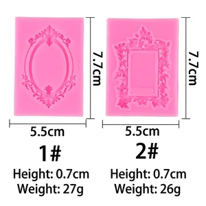 Pink vintage ornate frame silicone fondant molds for cake decor and DIY crafts