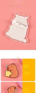 Detail of 4mm thick transparent acrylic capybara badge with scratch-proof sandwich design
