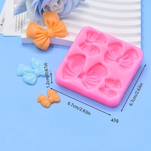 Rosa Schleifenform Silikonform mit 4 Mulden für Kuchendekoration und Bastelarbeiten